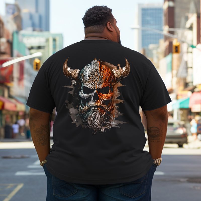 Men's viking warrior skull Plus Size T-Shirt