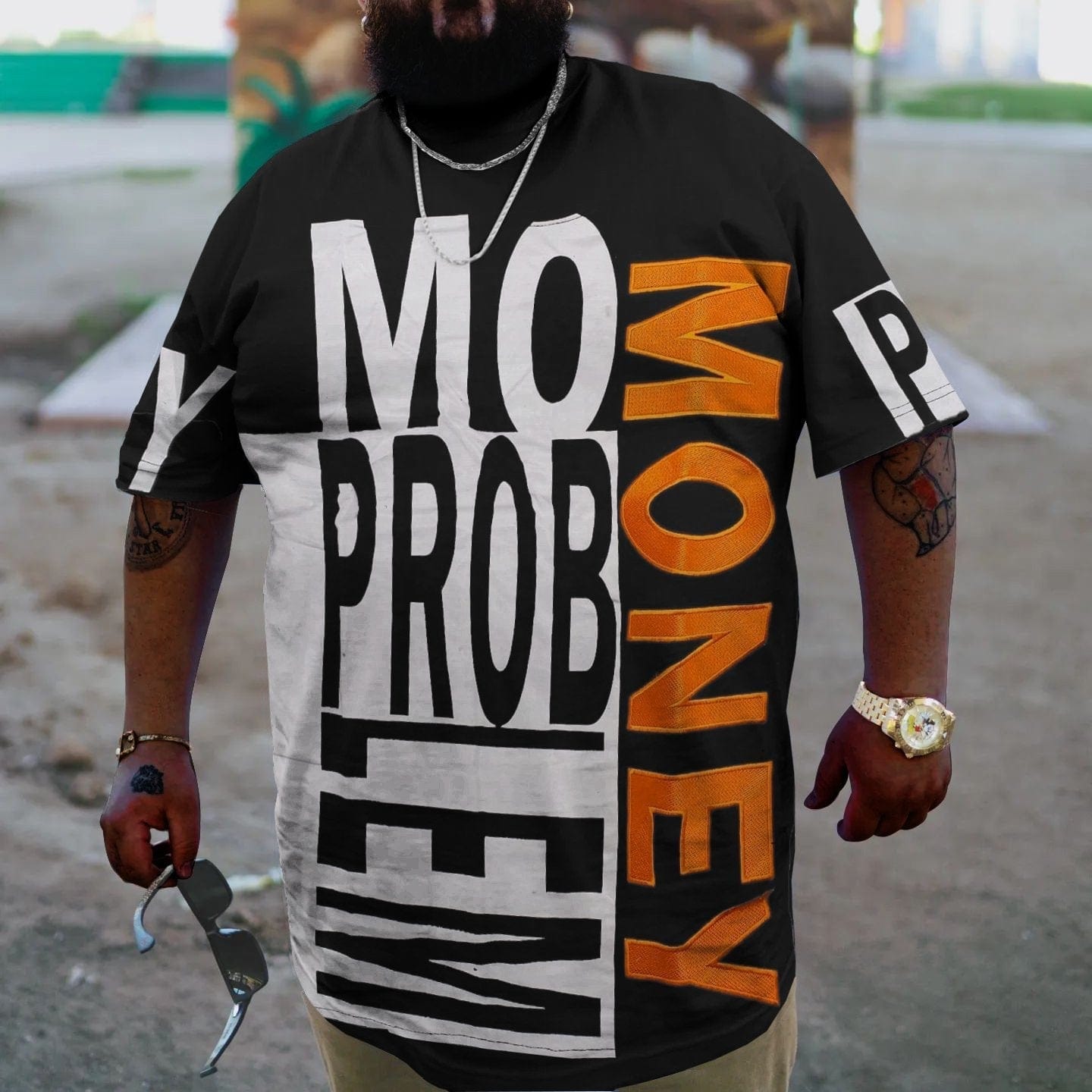 MONEY PROBLEM Men Plus Size Oversize T-shirt for Big & Tall Man